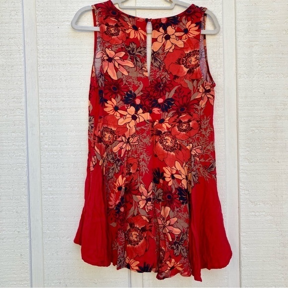 FREE PEOPLE Backyard Party Mini Dress Tunic Sleeveless Bright Red Swing Small - Picture 5 of 7